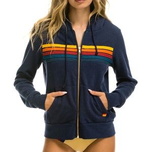 Aviator Nation - 5 STRIPE HOODIE - NAVY